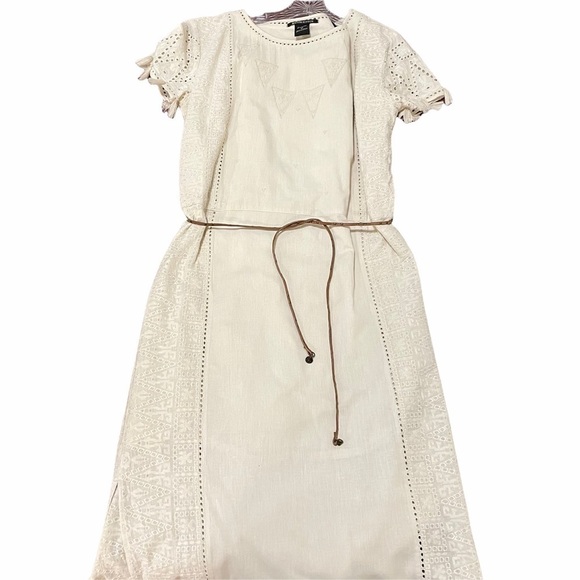 SCOTCH &‎ SODA Maison Women's Cream Boho Long Belted Midi Dress Size 3/4 - Picture 4 of 12